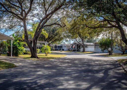 Street view of modern manufactured housing community