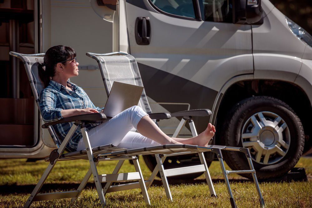 Camper enjoying RV park Internet solutions